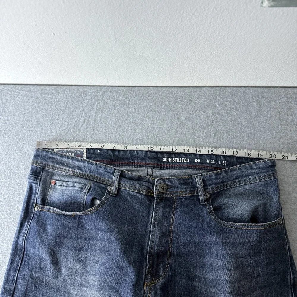 MBX Slim Stretch Blue Denim‎ Jeans Men's 38x32 (actual 40x30) Dark Wash